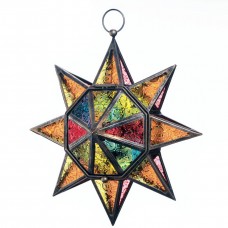 Bloomsbury Market Multi-Faceted Colorful Glass/Iron Lantern BLMK4331